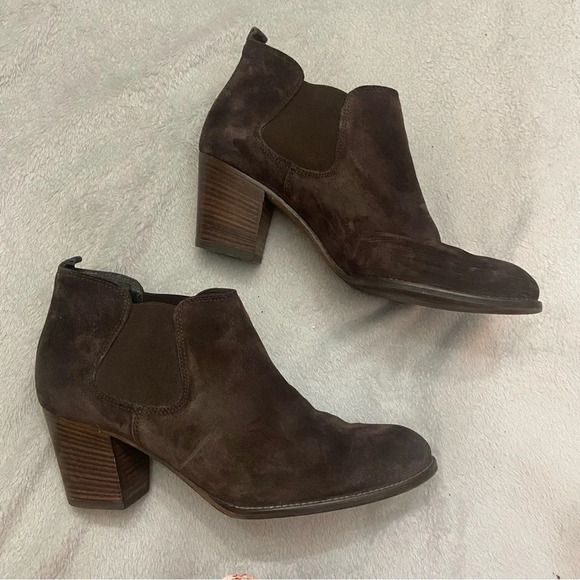 Paul Green Women's Dark Brown Suede Leather Ankle Boots Size 7 - Picture 2 of 9